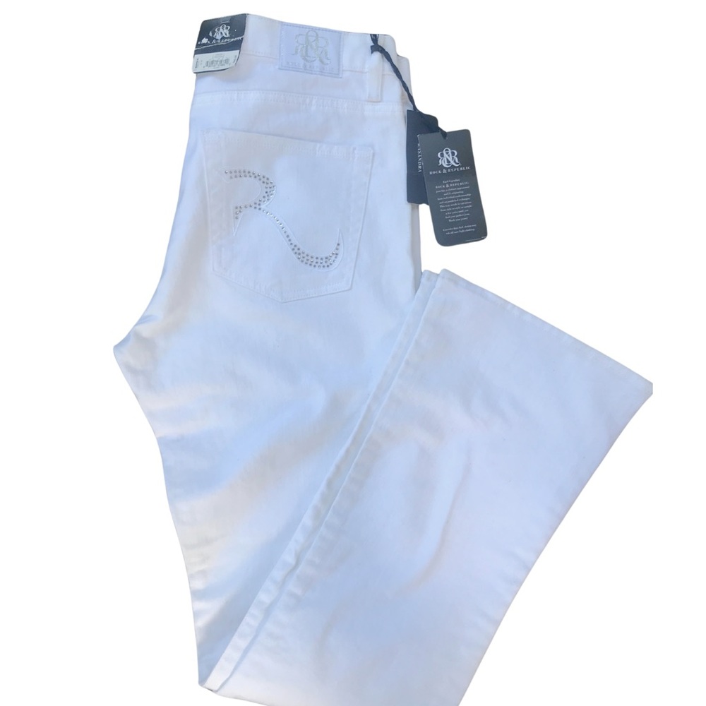 Rock & Republic White Flare Jeans Mid Rise Size 12